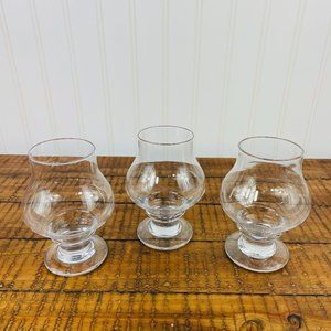 Vintage Set Of 3 Brandy-Whiskey Clear Snifter/ Hurricane Style Glasses